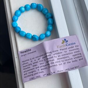Hand Crafted Turquoise Blue Howlite Beaded Bracelet